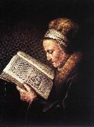DOU, Gerrit Old Woman Reading a Bible dfg Norge oil painting reproduction